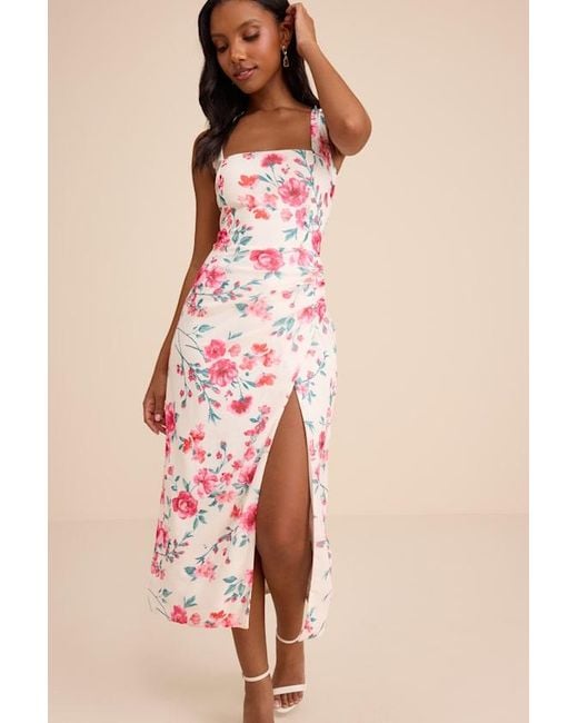 Lulus Natural Lesina Floral Sleeveless Midi Dress