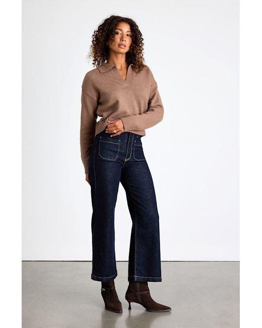 Lulus Blue Cozy Forecast Collared Pullover Sweater