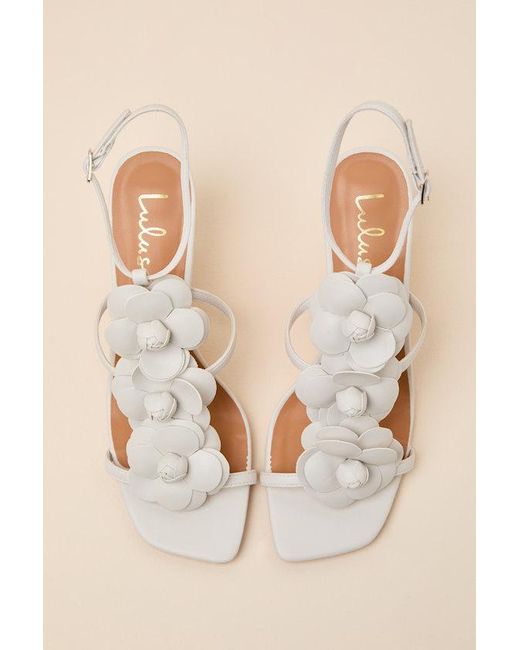 Lulus White Brenna Floral Applique Strappy High Heel Sandals