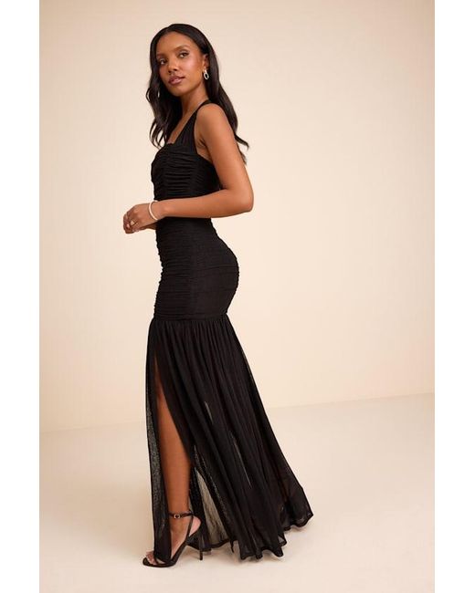 Lulus Natural Ahana Mesh Sheer Hem Maxi Dress