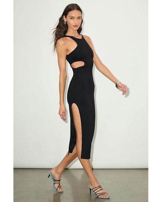 Lulus Black Korvana Cutout Bodycon Midi Dress