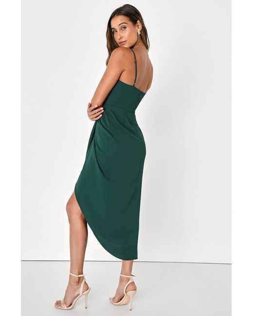 Lulus Green Reinette Dark Midi Dress