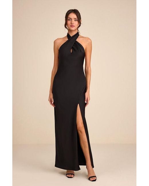 slim fit dress slacks LULUS Black Romantic Lace Dress Midi Sleeveles Halter Tiered Whimsical –  East Coast Bella Boutique main image 1