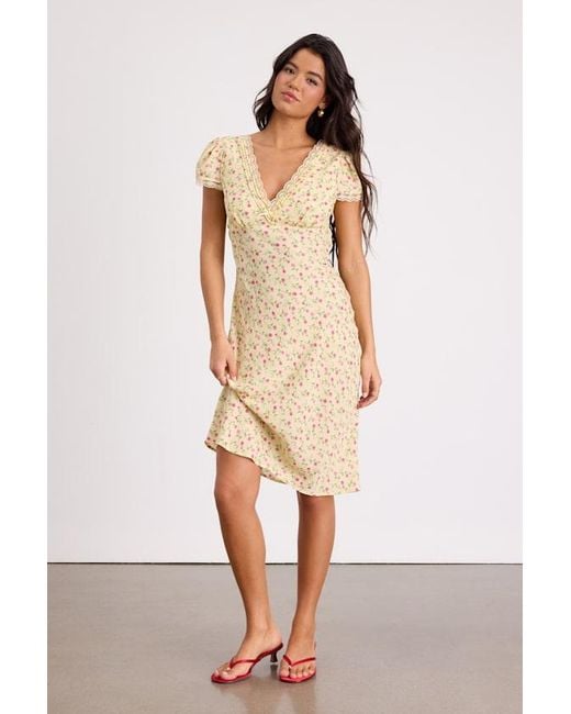 Lulus Natural Liv Ditsy Floral Slip Midi Dress