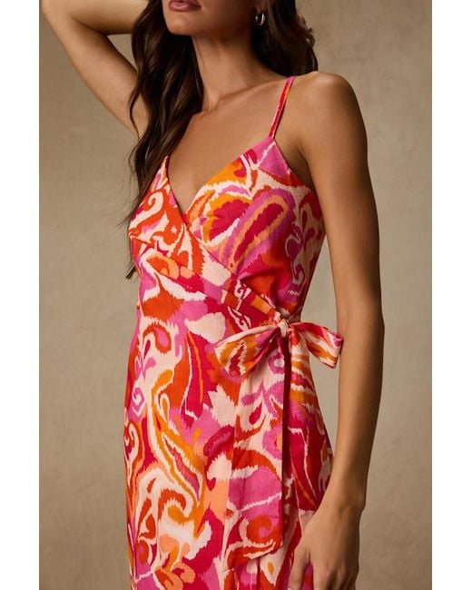 Lulus Red Neya Multi Abstract Wrap Mini Dress