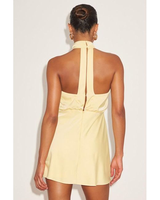 Lulus Natural Sleek Essence Satin Halter Sleeveless Mini Dress