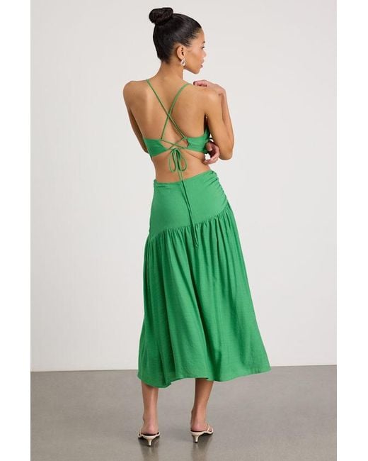 Lulus Green Jedda Drop Waist Lace-Up Midi Dress