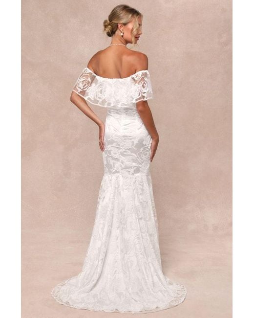 Lulus Perfect Eternity Off The Shoulder Floral Maxi Dress in Natural Lyst UK