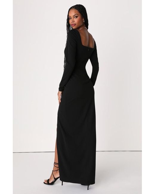 Lulus Black Save A Little Bliss For Me Long Sleeve Bodycon Maxi Dress