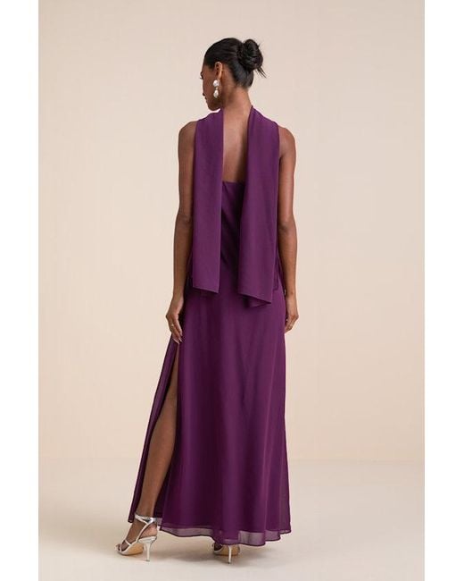Lulus Purple Rawya Strapless Maxi Dress And Scarf Set