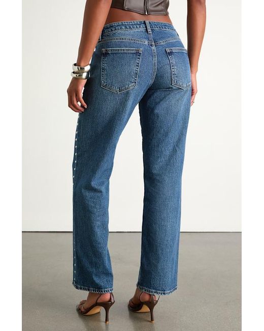 Just Black Blue Kastela Dark Wash Studded Low-Rise Jeans