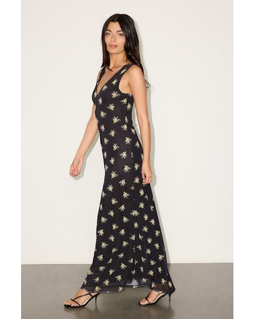 AFRM LOS ANGELES Blue Earhart Multi Floral Mesh Maxi Dress