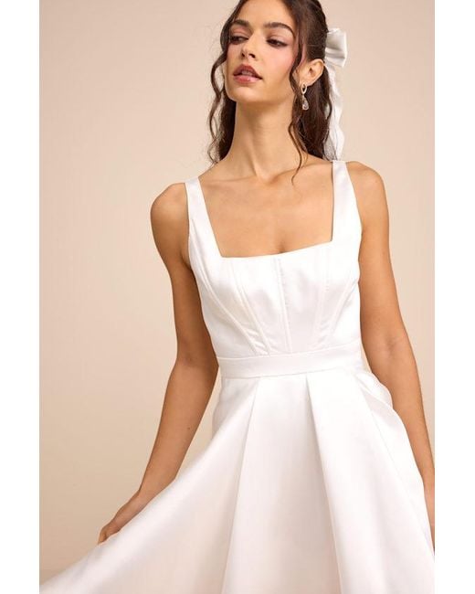 Lulus Natural Rosabelle Taffeta Bustier High-Low Maxi Dress