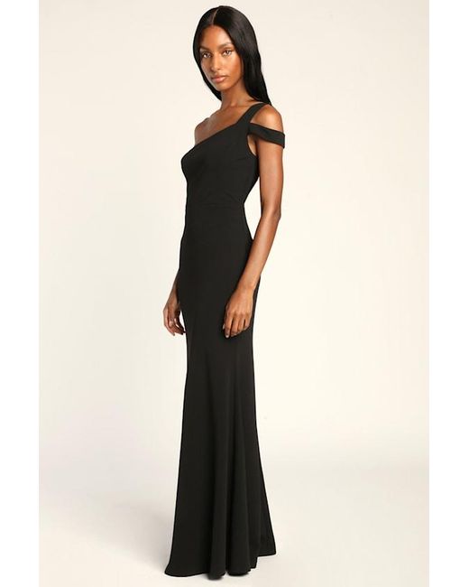 Lulus Black Make An Entrance One-Shoulder Mermaid Maxi Dress