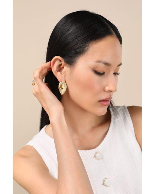 Lulus Natural Klasina Sparkly Twisted Layered Earrings
