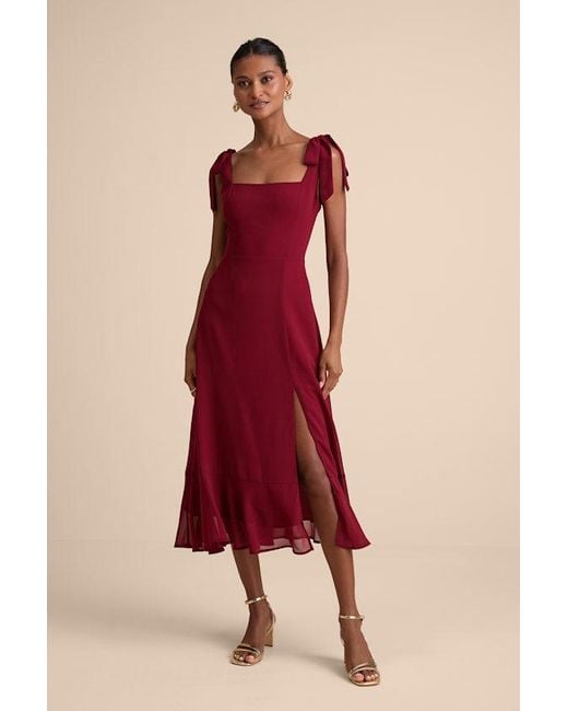 Lulus Women's Summer Invite Tie-Strap Tiered Midi Dress