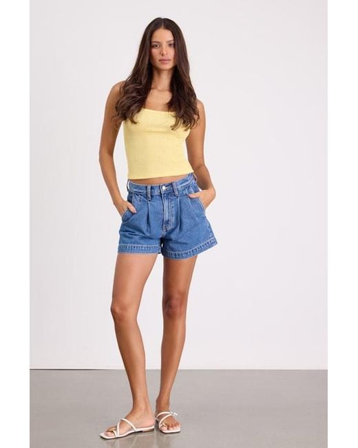 Lulus Yellow Leisure Life Ribbed Square-Neck Tank Top