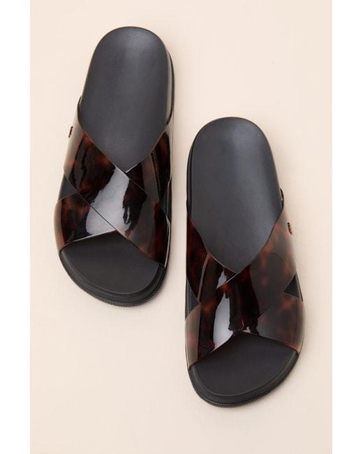 Melissa Black Cozy Cross Tortoise Slide Sandals