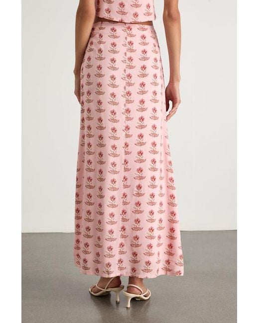 Lulus Pink Chel Boho Print Button-Front Maxi Skirt