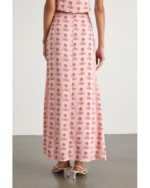 Lulus Pink Chel Boho Print Button-Front Maxi Skirt