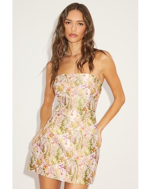 Lulus Multicolor Mariya Floral Jacquard Strapless Mini Dress
