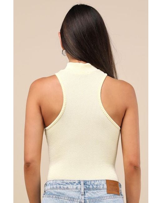 Lulus Blue Vyla Textured Ribbed Twist-Front Bodysuit