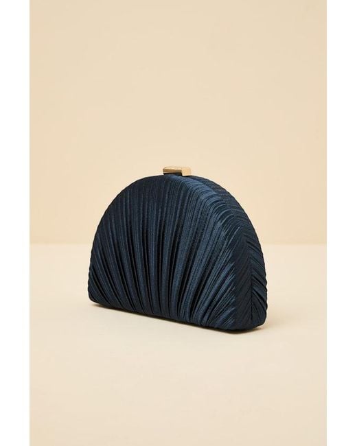 Lulus Blue Pleat Perfection Satin Pleated Hard Clutch