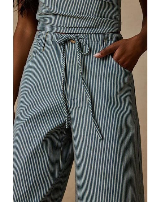Lulus Natural Ruby Striped Cotton Wide-Leg Pants