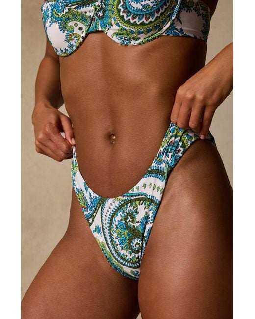 Lulus Brown Aloha Multi Paisley Print Cheeky Bikini Bottoms