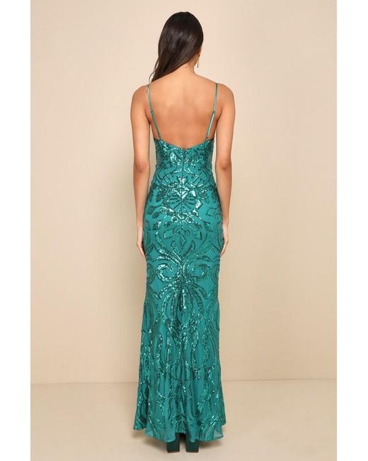 Lulus Blue Made For Magic Sequin Mermaid Maxi Dress