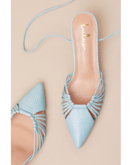 Lulus Natural Ansel Seafoam Snake-Embossed Lace-Up Pumps