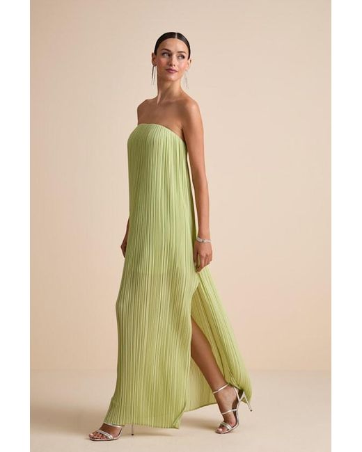 Lulus Green Yamuna Light Pleated Strapless Maxi Dress