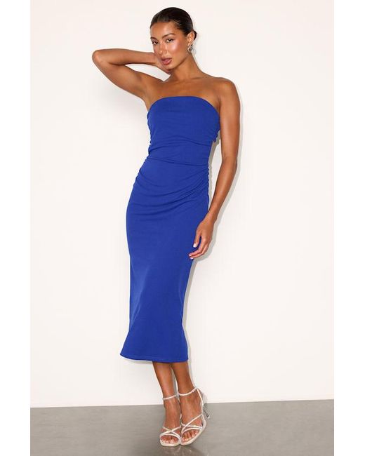 Lulus Blue Valera Jersey Knit Column Midi Dress