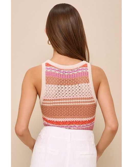 Lulus Natural Exceptional Expression Multi Striped Sweater Knit Tank Top