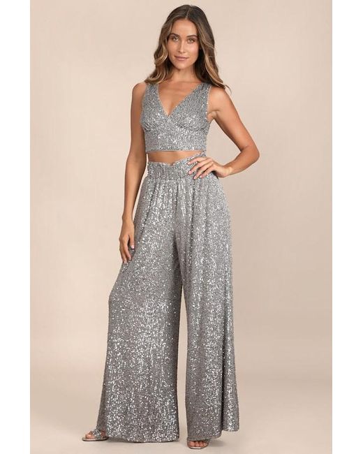 Lulus Metallic Flawless Sparkle Sequin Wide-Leg Pants