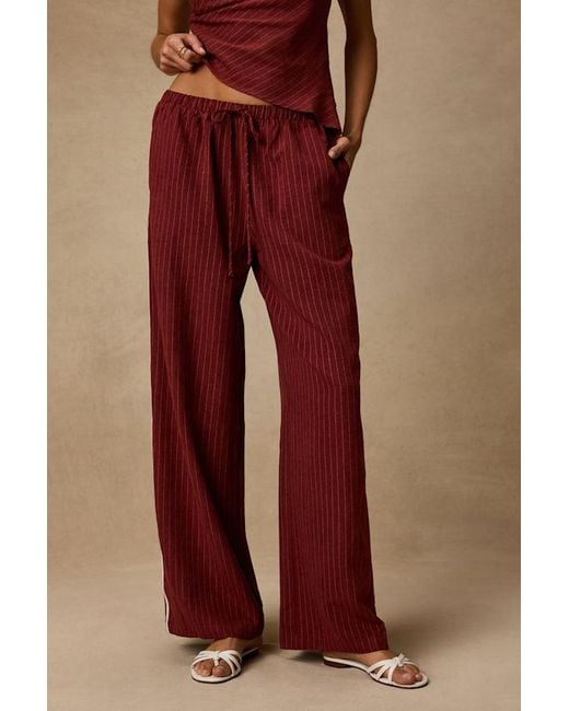 Lulus Brown Ives Pinstriped Drawstring Pants