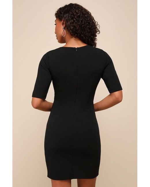 Lulus Black Westwood Half Sleeve Sheath Dress