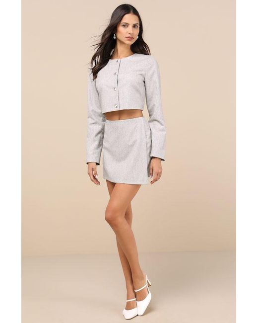 Lulus Natural Preppy Pursuit Two-Piece Long Sleeve Mini Dress