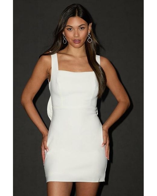 Lulus White Blissfully Beaming Sleeveless Bow Mini Dress