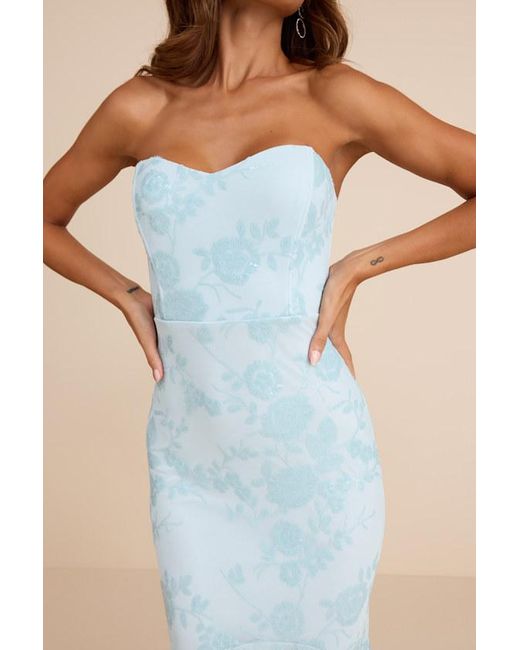 Lulus Blue Mayley Sequin Strapless Maxi Dress