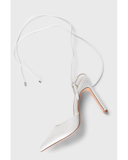 Lulus White Munie Pointed-Toe Lace-Up High Heel Pumps