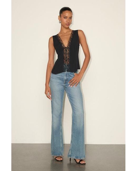 Lulus Blue Mindy Lace Button-Front Tank Top