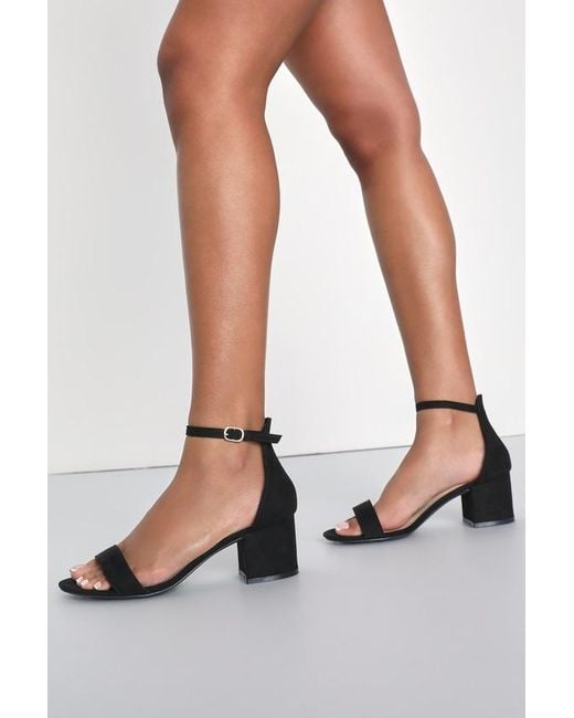 Lulus Black Harper Suede Ankle Strap Heels