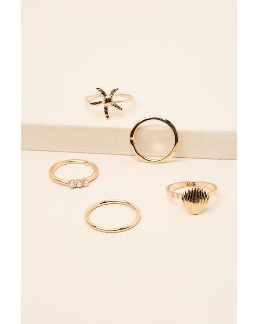 Lulus Brown Bena Five-Piece Ring Set