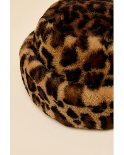 Lulus Natural Omoka Leopard Faux Fur Cloche Hat