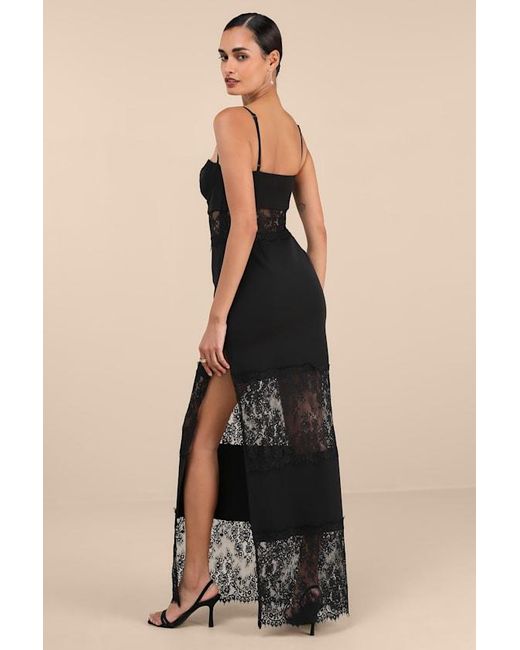 Lulus Black Jiliana Lace Column Maxi Dress