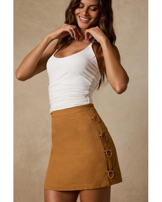 Lulus Brown Fedra Ring High-Rise Mini Skirt