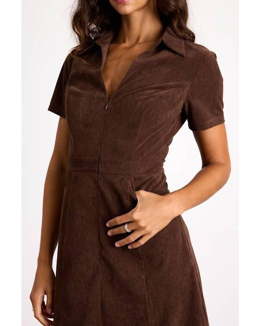 Lulus Brown Go-Getter Girl Corduroy Mini Dress With Pockets