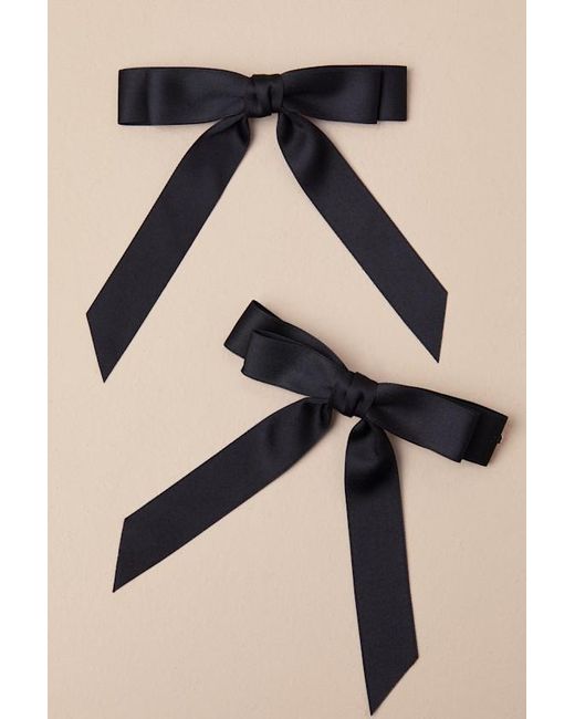Lulus Cute Reputation Bow Hair Clip Set in Black Lyst UK
