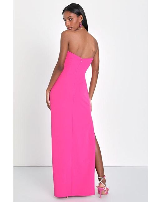 Lulus Pink Elaborate Excellence Strapless Bodycon Maxi Dress